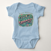 Feelin' Groovy Retro 70s  Psychedelic Blue Romper (Voorkant)