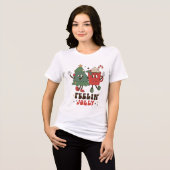 Feelin' Jolly Feestdagen met Kerstmis Funny Retro Tri-Blend Shirt (Voorkant volledig)