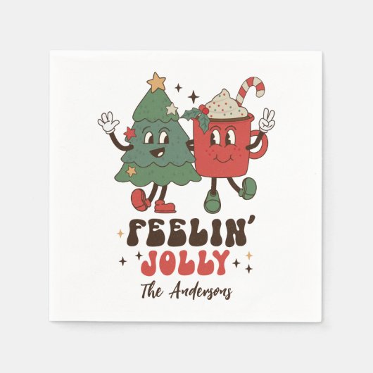 Feelin' Jolly Feestdagen met kerstmis Servet (Voorkant)