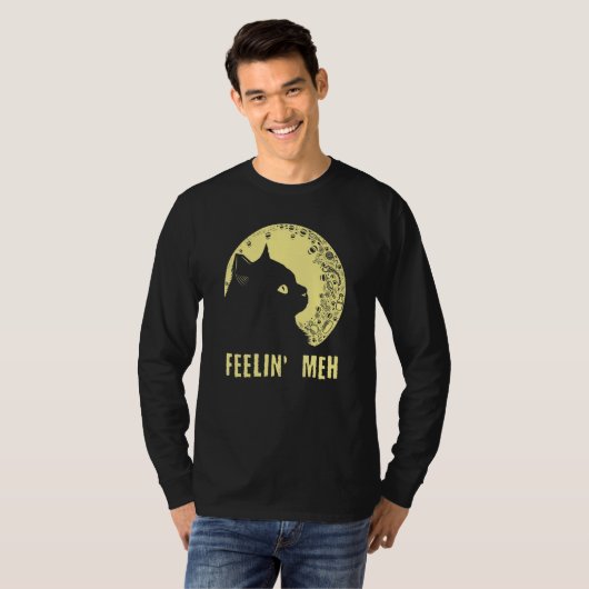Feelin' Meh Cat Lazy Kitten Inactive Introvert T-shirt (Voorkant volledig)