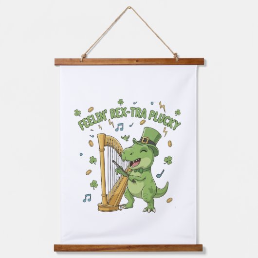 Feelin' Rex-tra Plucky Funny St. Patrick's Day Hangend Wandkleed (Voorkant)