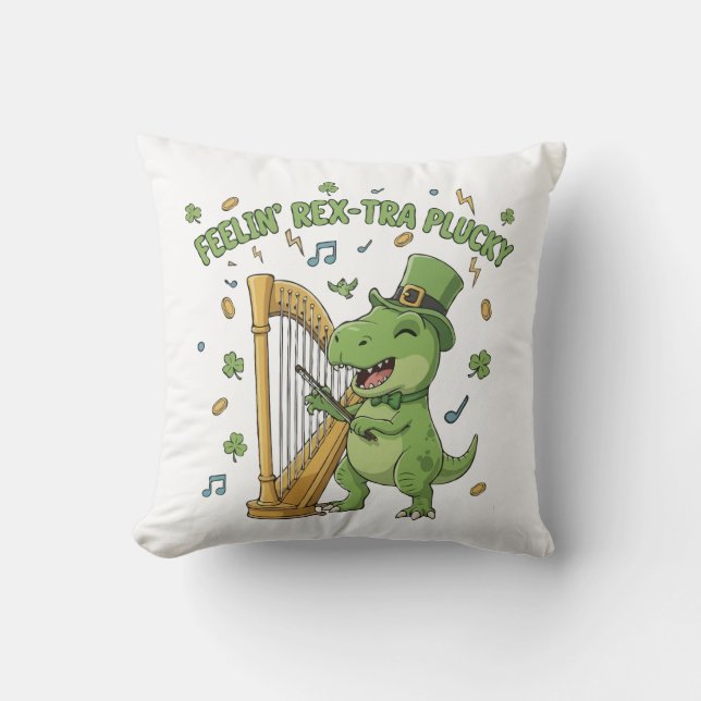 Feelin' Rex-tra Plucky Funny St. Patrick's Day   Kussen (Voorkant)