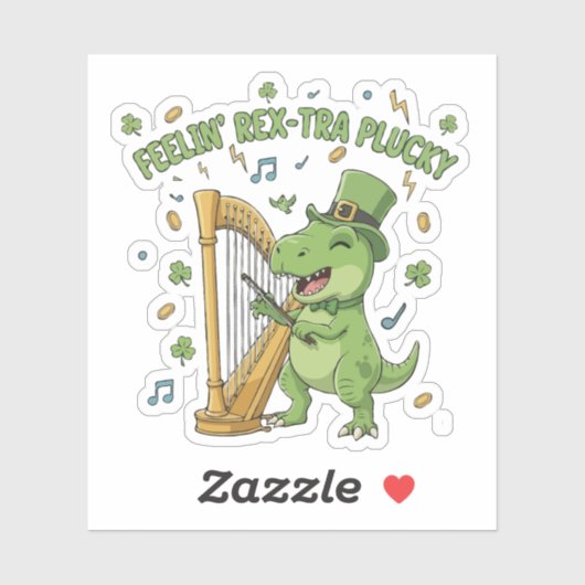 Feelin' Rex-tra Plucky Funny St. Patrick's Day   Sticker (Vel)