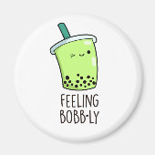 Feeling Bobb-ly Funny Boba Tea Pun Magneet (Voorkant)