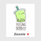 Feeling Bobb-ly Funny Boba Tea Pun Sticker (Vel)