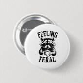 Feeling Feral Raccoon Coffee Cute Funny Trash Pand Ronde Button 5,7 Cm (Voorkant /achterkant)