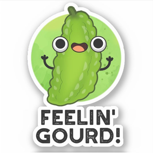 Feeling Gourd Funny Feeling Good Veggie Pun Sticker (Voorkant)