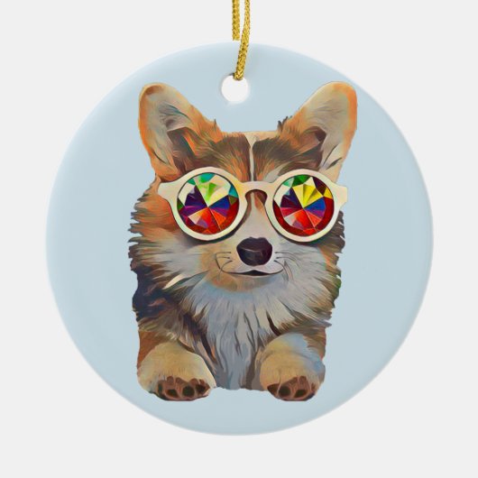 Feeling Groovy Corgi Keramisch Ornament (Voorkant)