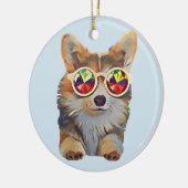 Feeling Groovy Corgi Keramisch Ornament (Links)