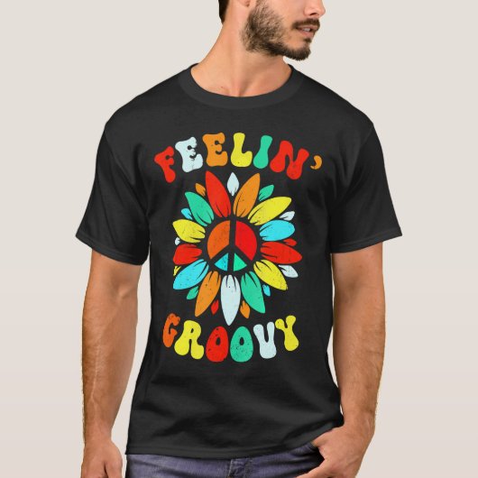 Feeling Groovy Flower 60s 70s Hippie Grappig T-shirt (Voorkant)