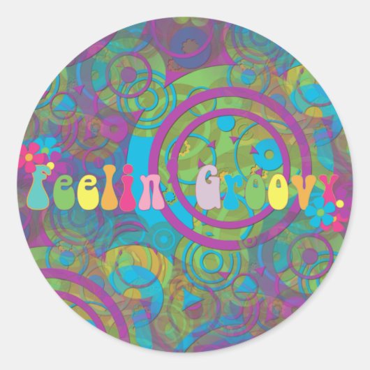 Feeling Groovy Ronde Sticker (Voorkant)