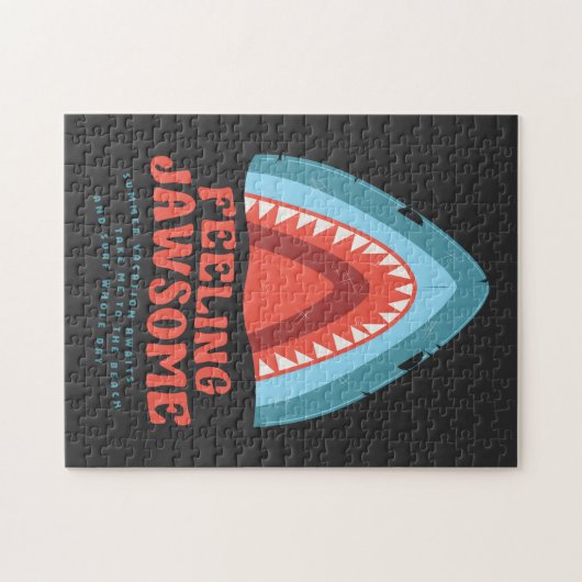 Feeling Jawsome Shark Funny Summer Puns Jigzaag Pu Legpuzzel (Horizontaal)