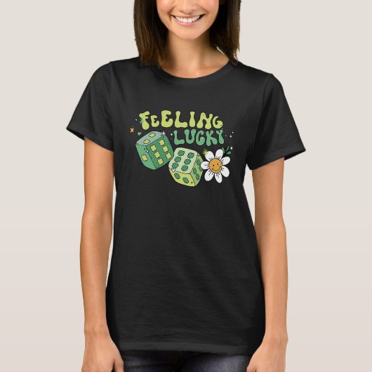 Feeling Lucky Dice Retro Groovy St Patrick's Day W T-shirt (Voorkant)