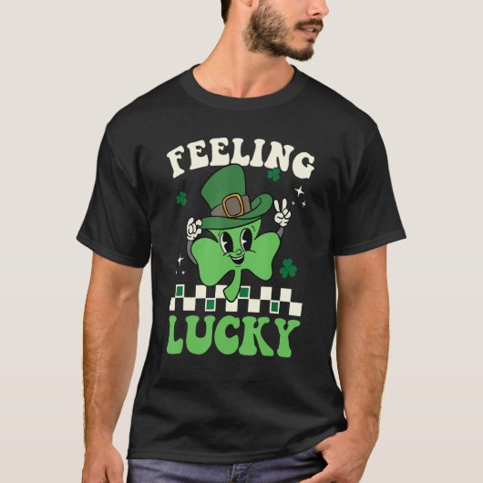 Feeling Lucky Happy St Patrick's Day Shamrock Iris T-shirt (Voorkant)