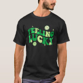 Feeling Lucky Shamrock Groovy St Patrick's Day Ire T-shirt (Voorkant)