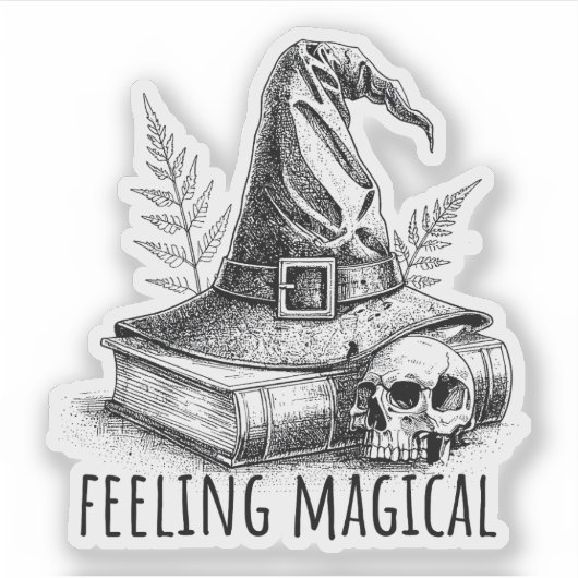 Feeling Magical Witches Spell Book and Skull Sticker (Voorkant)