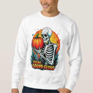 'Feeling pompoen-geous' Skeleton Hand Halloween T- Trui