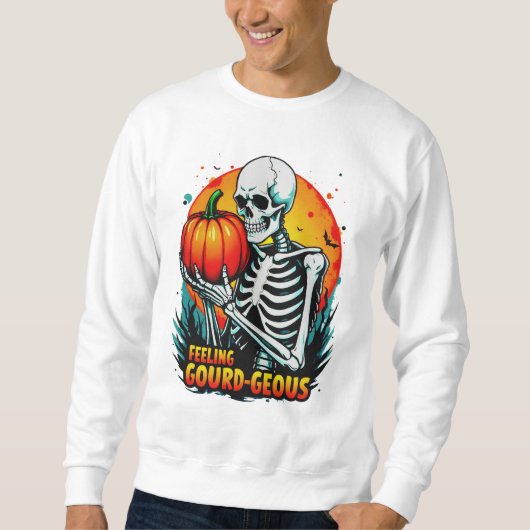 'Feeling pompoen-geous' Skeleton Hand Halloween T- Trui (Voorkant)