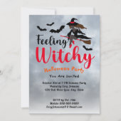 Feeling Witchy Bats Moon Gray Sky Halloween Party Kaart (Voorkant)
