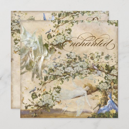 Féeries enchantées, Vintage Wedding Invitation (Devant / Derrière)