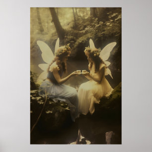 Fées dans l'affiche d'art de la forêt Impression v