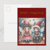 Fées de Noël dans la forêt Carte de vacances de No (Devant / Derrière)