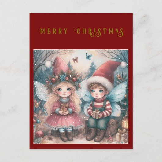 Fées de Noël dans la forêt Carte de vacances de No (Devant)