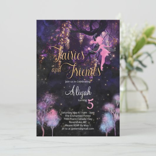 Fées et amis Invitation d'anniversaire (Debout devant)