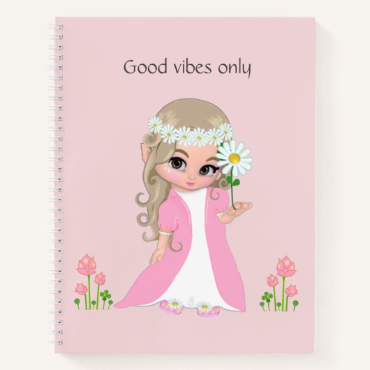 Fées et Fleurs sur Cahier Rose Clair (Devant)