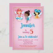 Fées Ethniques Filles Invitation Anniversaire (Devant / Derrière)
