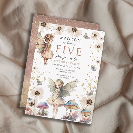 Fées magiques Invitation de la 5e fête d'anniversa