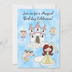 Fées, Princesse et Château Invitation d'anniversai