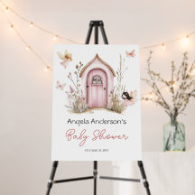 Fées roses bébé dans douche fleurie