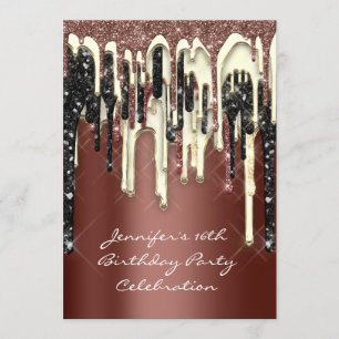 Feest 16e Brown Brown Glitter Drips Kaart
