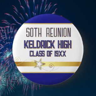 Feest! 50ste klasreünie aangepast ronde button 5,7 cm