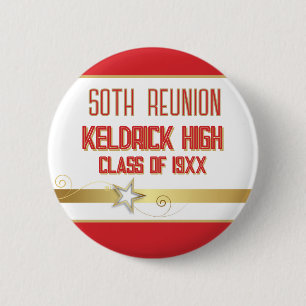 Feest! 50ste klasreünie aangepast ronde button 5,7 cm