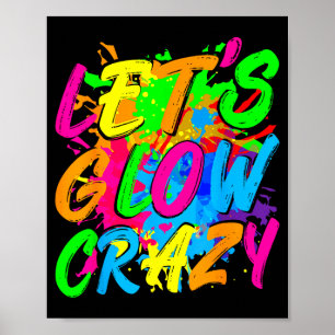 Feest 80er groep team laat gekke retro kleurrijke poster