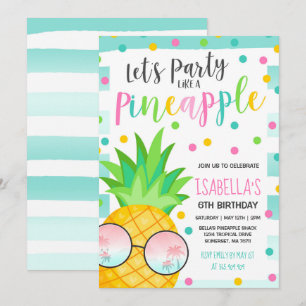 Feest als een ananas verjaardag uitnodiging