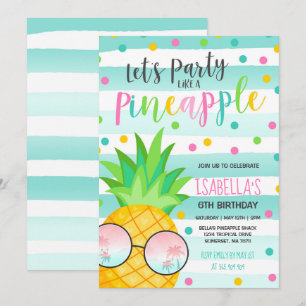 Feest als een ananas verjaardag uitnodiging