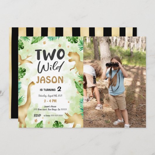 Feest als een dinosaurus, Dinosaurus Verjaardag Fo Kaart (Voorkant / Achterkant)