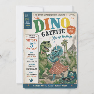 Feest als een dinosaurus redactionele uitnodiging