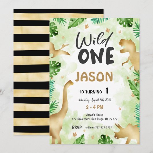 Feest als een dinosaurus, verjaardag kaart (Voorkant / Achterkant)