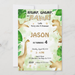 Feest als een dinosaurus, verjaardagsfeestje kaart