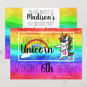 Feest als een eenhoorn kleurrijke verjaardagsuitno kaart