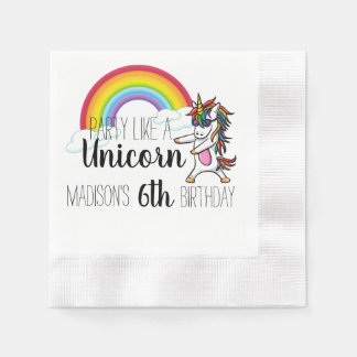 Feest als een eenhoorn regenboog verjaardag servet