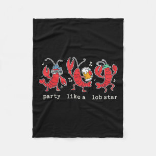 Feest als een lob-ster Grappige kreeft Dansende mu Fleece Deken