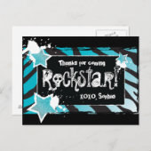 Feest als een Rockstar- Blue Dank u Post Kaart (Voorkant / Achterkant)