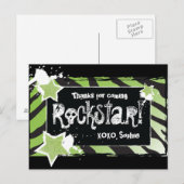 Feest als een Rockstar- Groen Bedankt Post Kaart (Voorkant / Achterkant)