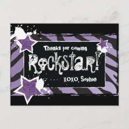 Feest als een Rockstar- Paarse dank u post Kaart