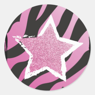 Feest Als een Rockstar- Pink Glitter Star Sticker